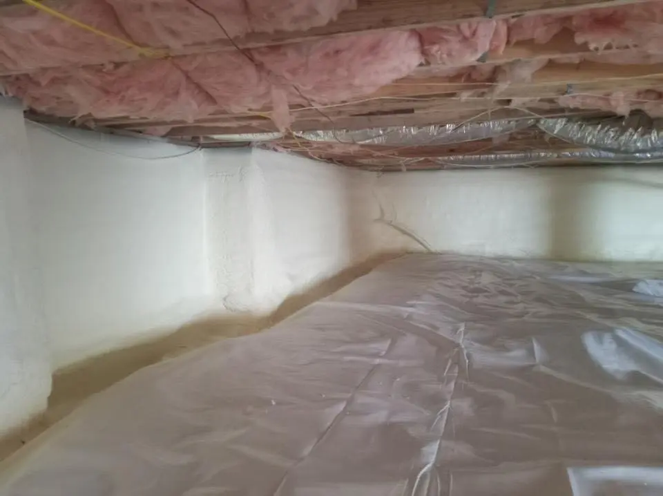 Crawl space encapsulation with closed-cell spray foam for Roof Waterproofing in West Hartford